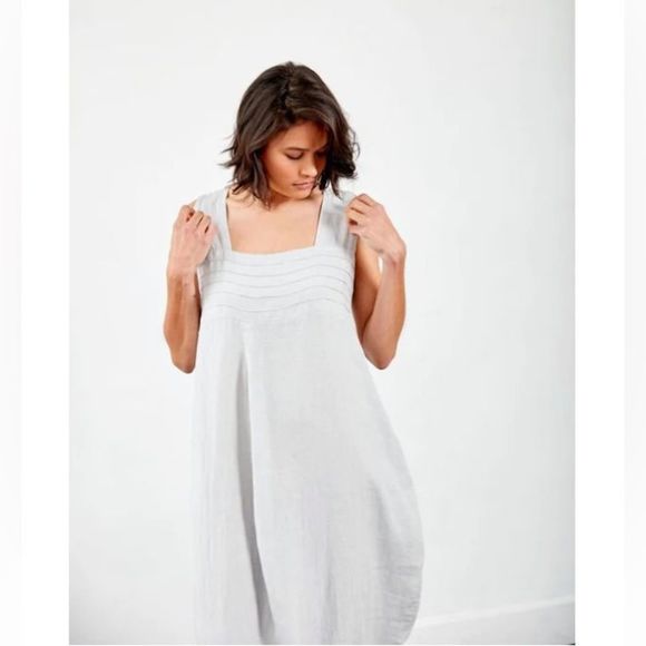 Women’s Montaigne Italian Linen Luca Forest Green Dress One Size Fits All - Picture 3 of 13